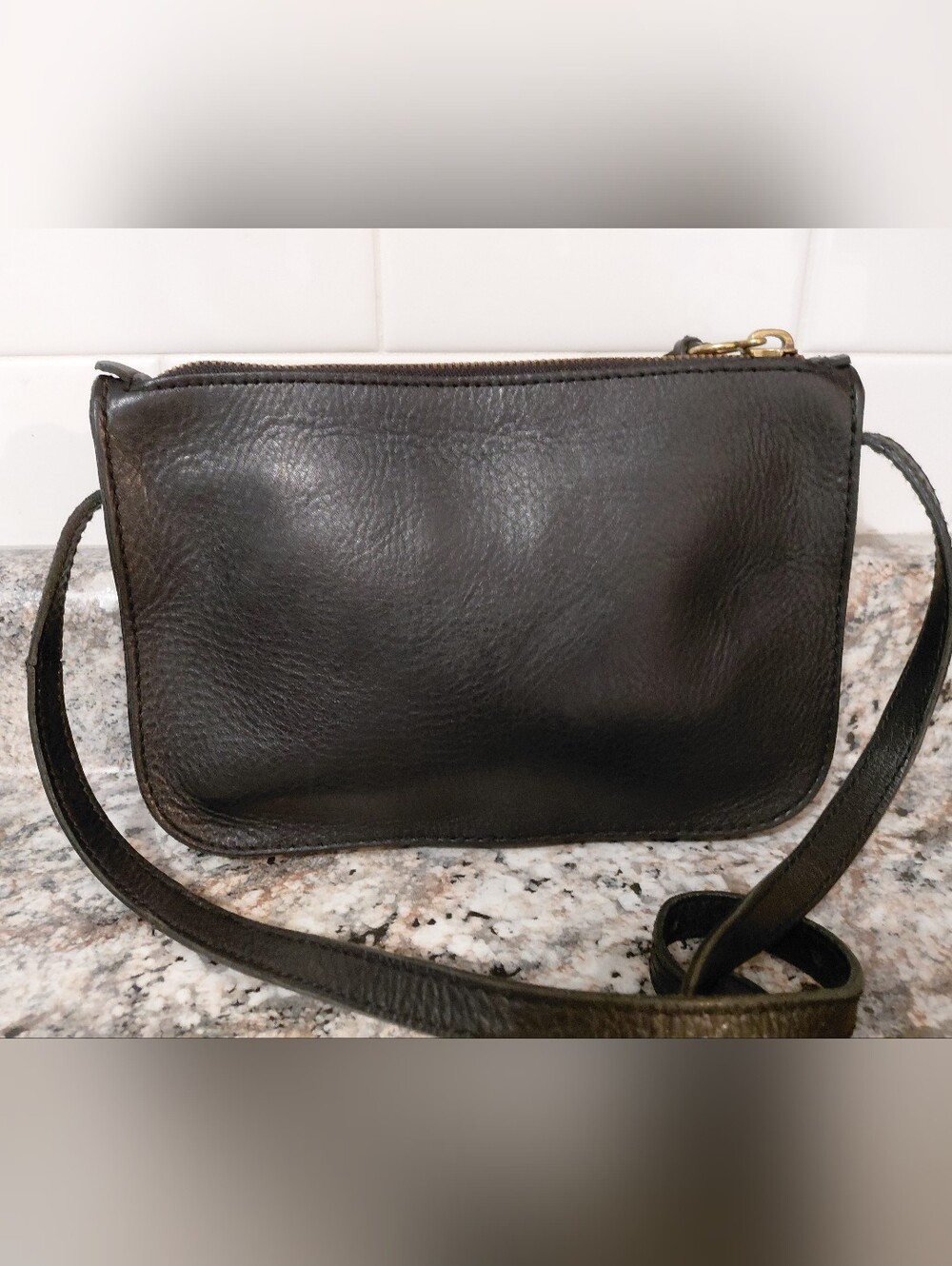 Madewell Black Leather Simple Crossbody Bag Purse